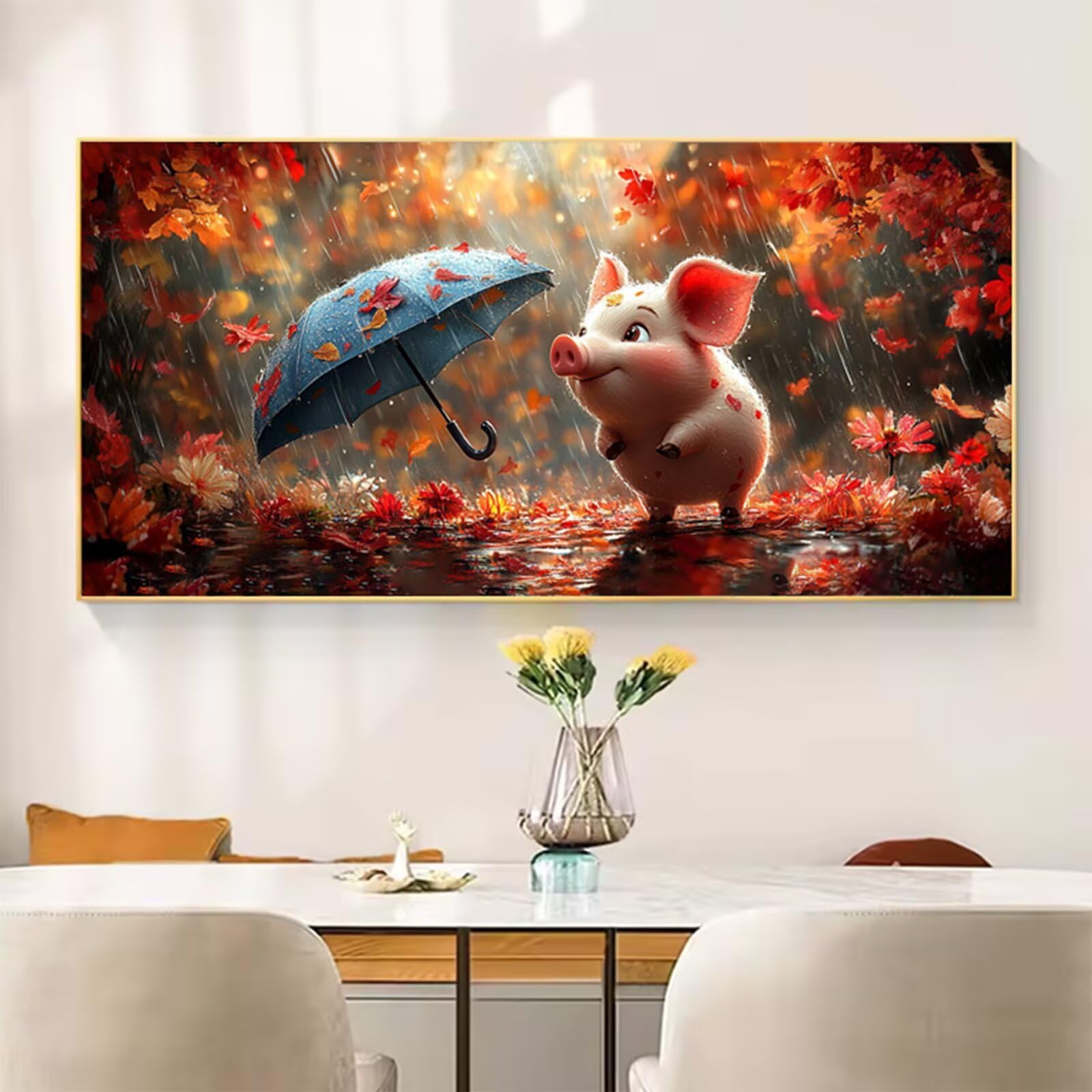 Zwierzę Malowanie według numerów dla dorosłych, DIY Malowanie według numerów dla dorosłych, parasol Paint By Numbers Adult Obraz olejny na płótnie z 3 pędzlami i pigmentem akrylowym Dekoracja domu, 70