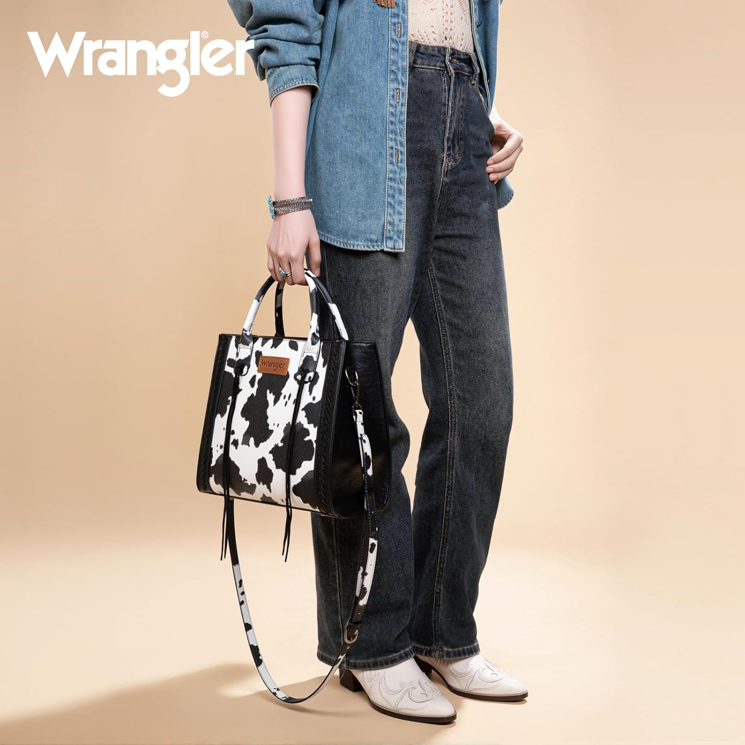 Wrangler Tote Bag for Women Western Cowhide Purse and Wallet Set - Image 2
