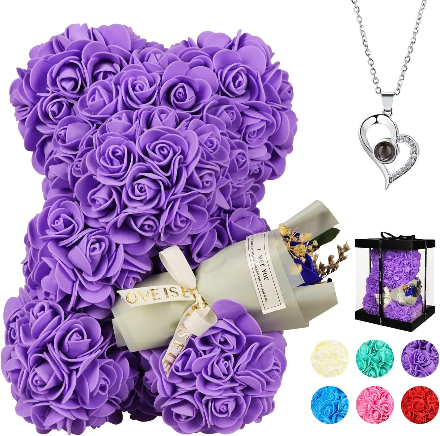 K KYMAKE Valentines Day Gifts for Her, Rose Gifts Teddy Bear for Her, Rose Eternal Gifts Happy Birthday, Gift for Women, Mother's Day, Ladies Wedding, Valentines Day Gift for Him Home Decor