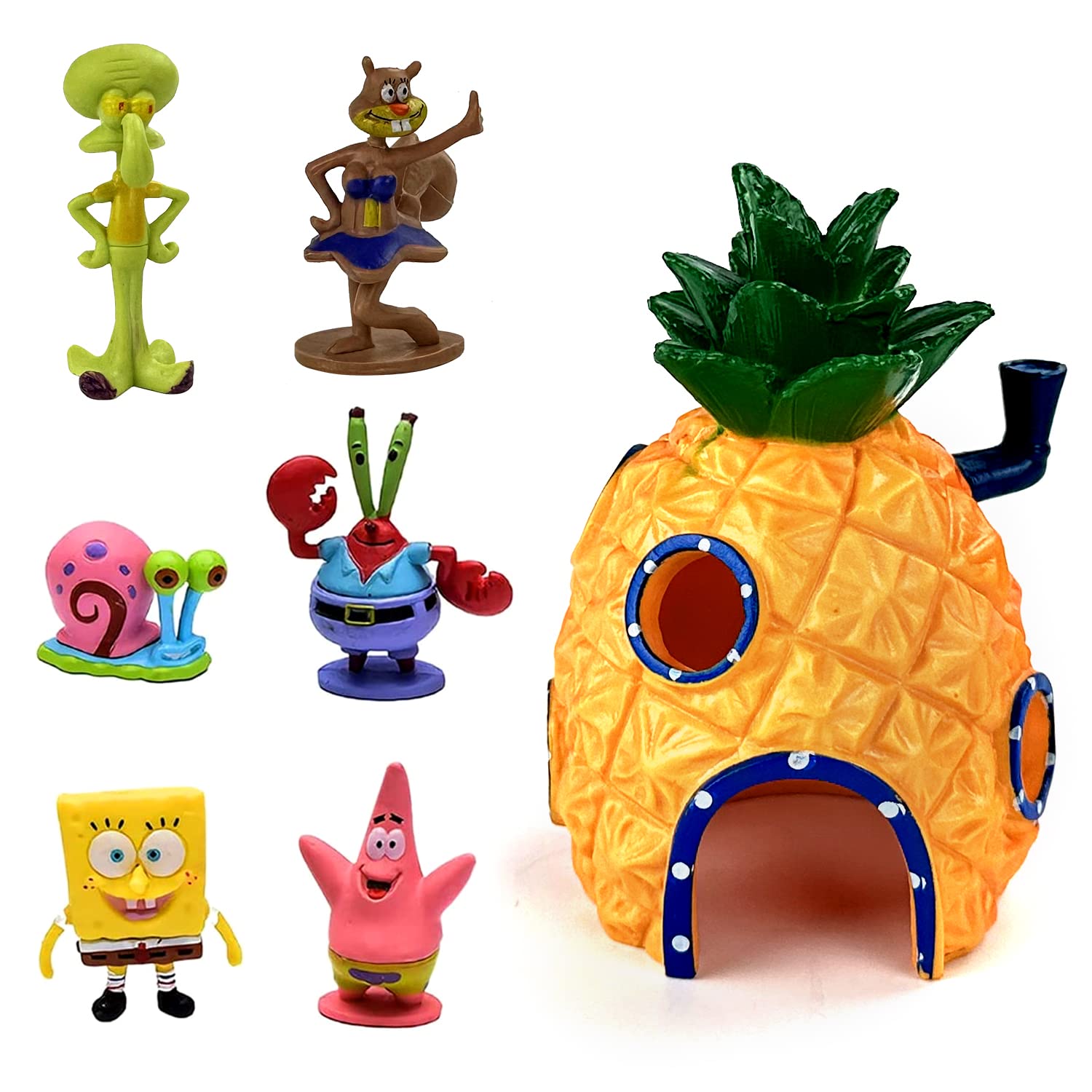 LACETS 7 Piezas Decoraciones de Resina, Adorno de Casa de Piña Pecera, para Acuarios y Decoración del Hogar