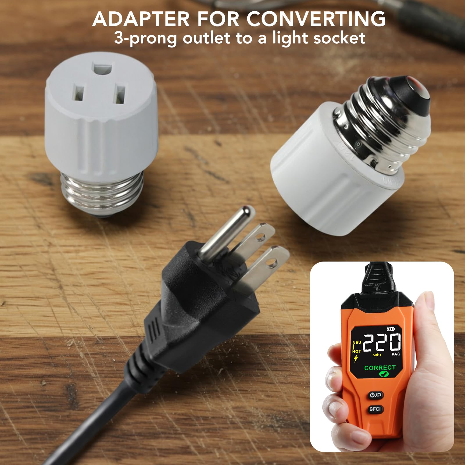 Détecteur de Disjoncteur avec Écran LCD, Testeur de Prise GFCI, Traçeur de Circuit Électrique avec Test NCV – Livré avec Sac de Rangement et Adaptateurs, Rechargeable, Mode Intelligent IA