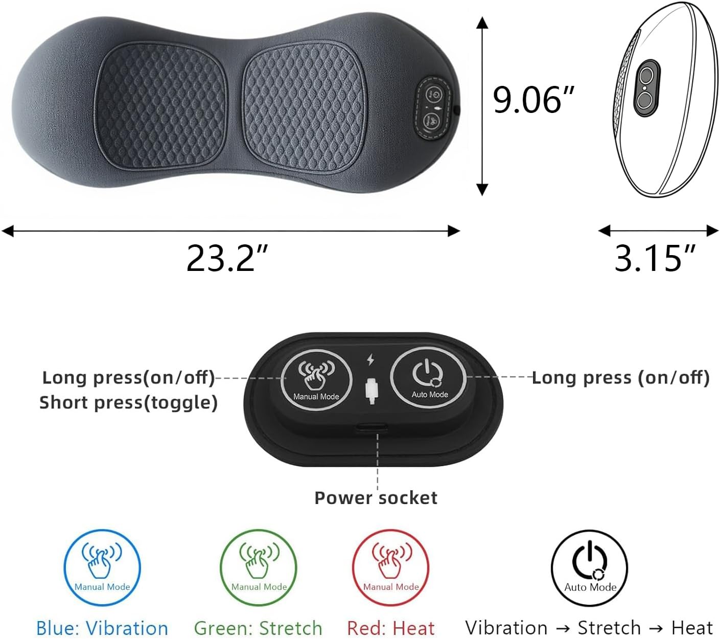 Smooth Triple Fusion Back Massager with Heat,for Sciatica Pain Relief Devices Lower Back Massager for Pain Relief deep Tissue 3-in-1 with Electric Traction Lifting - Image 7