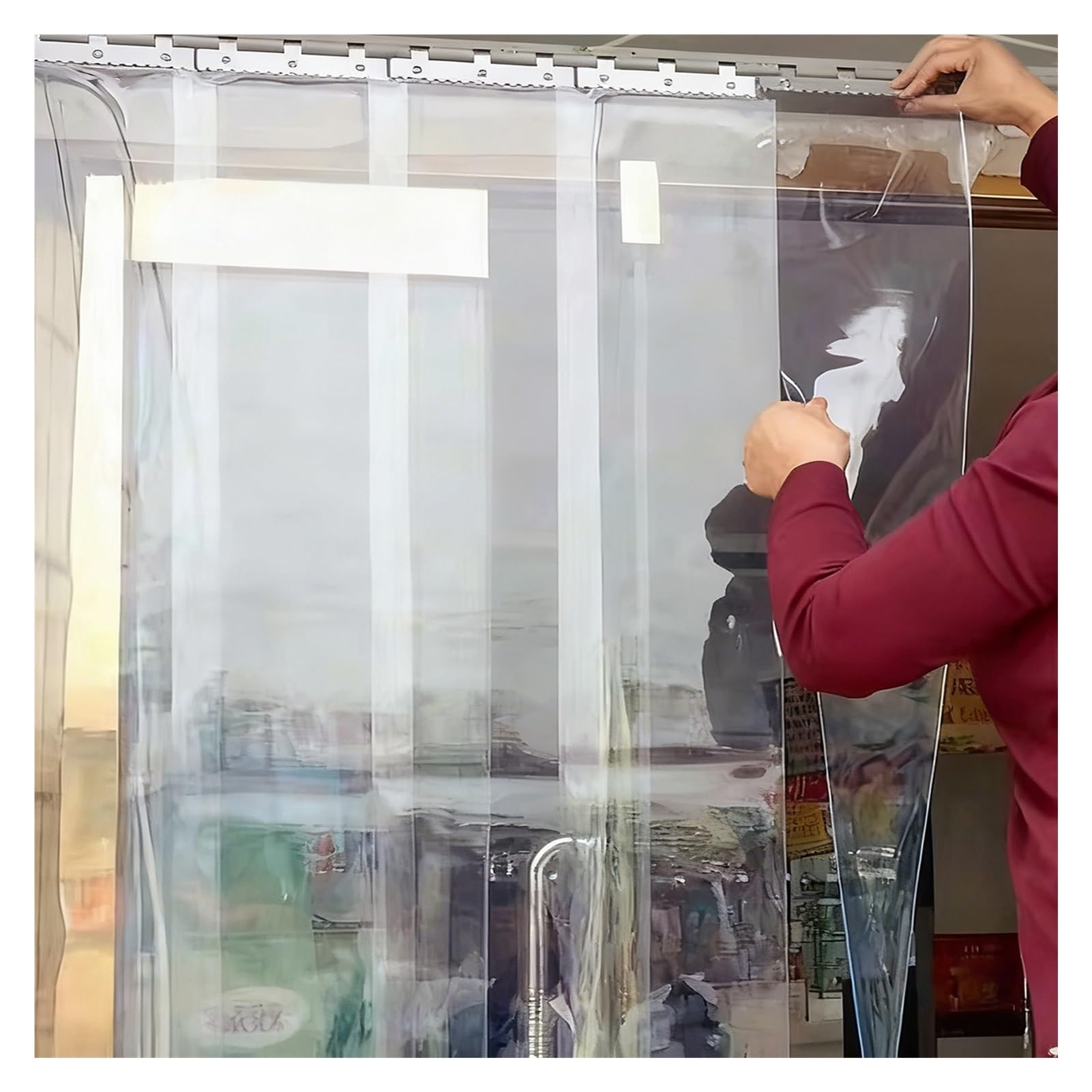 Rideaux à Lamelles Lisse Rideau Porte Isolant Thermique PVC Bandes Plastique Salles de Stockage, Usines(90x200cm/35.43x78.74in)