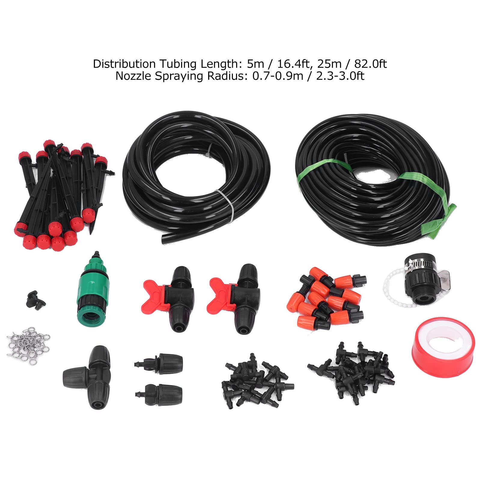 Mikro-Tropfbewässerungsset, Kunststoff-Gartenbewässerungssystem, 8 12 Mm und 4 7 Mm Schläuche mit Sprühdüsen, Insgesamt 30 M, für Rasen, Gewächshaus, Terrassenkühlung und Gemüsebewässerung