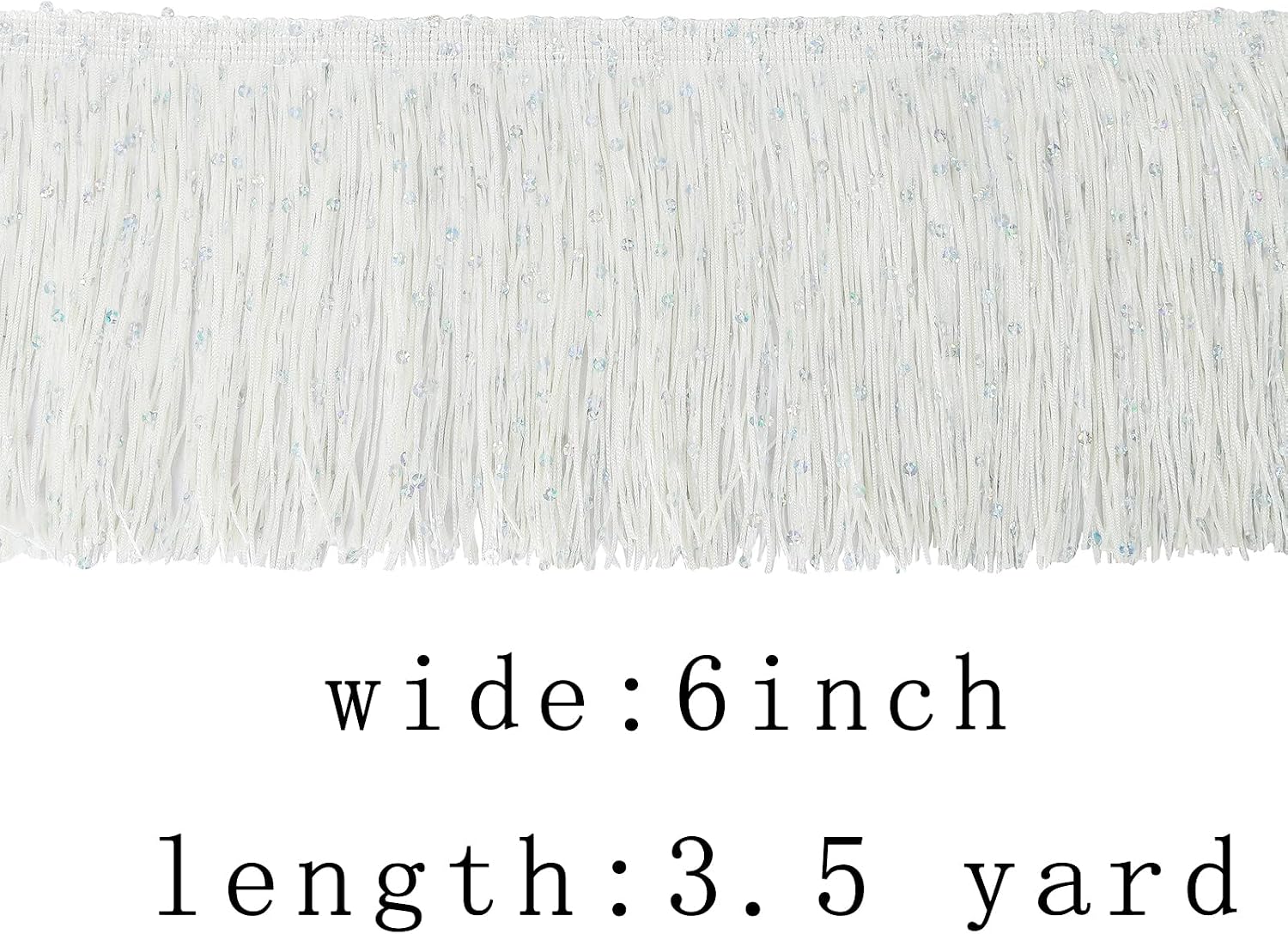 4 Yard of 6'' Sequins Chainette Fringe Trim Tassel Sewing Trim for Costume Clothes DIY Latin Dress Stage（Off White