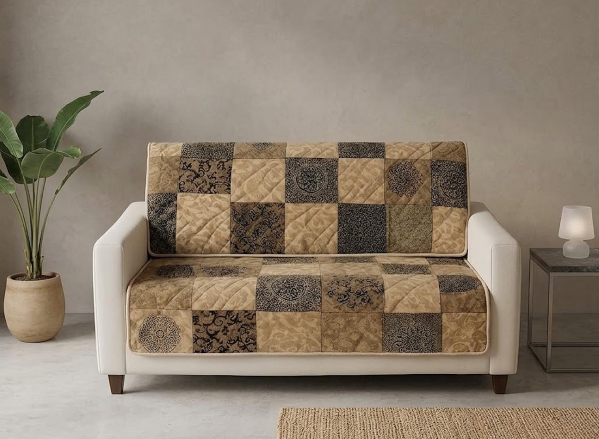 Velvet Quilted Sofa Cover Set - 5 Seater Protection -26 Velvet Quilted Sofa Cover Set - 5 Seater Protection -26