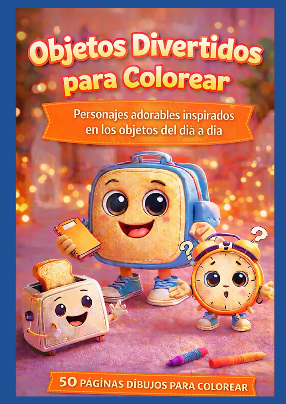Objetos Divertidos para Colorear: Personajes adorables inspirados en los objetos del día a día - 50 dibujos divertidos – 1 página de cada 2 en blanco para enmarcar -