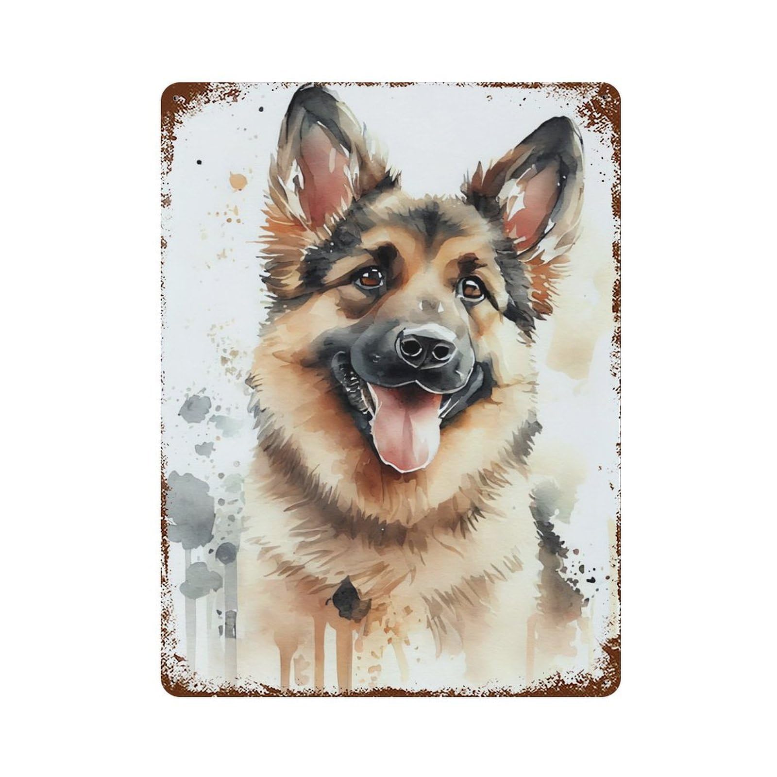 Garage Style Husky Watercolor Vintage Rust Metal Sign 15.7"x11.8", Rustic Home Decor for Bar And Workshop
