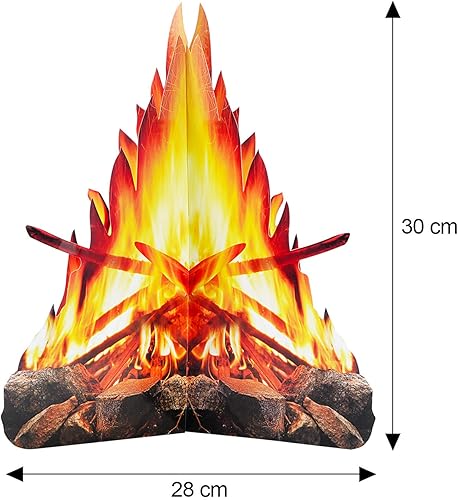 Miniatura 2 de Tatuo Juego de 3 juegos de llama falsa de fuego falso, decoración de campamento de cartón 3D de 12 pulgadas, centro de mesa de fogata, llamas