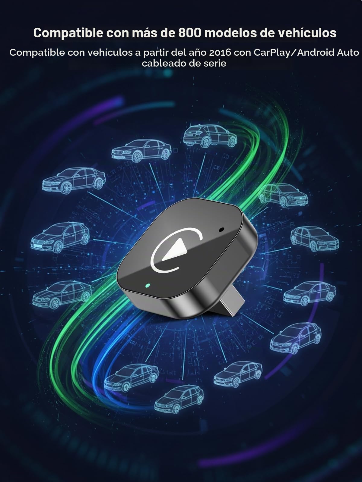 Spedal Adaptador Inalámbrico Android Auto y CarPlay, Plug & Play, Conexión Auto y Estable, WiFi Dual-Band 5G/2.4G, para Coches 2016+ con Sistema de Serie (USB-A)