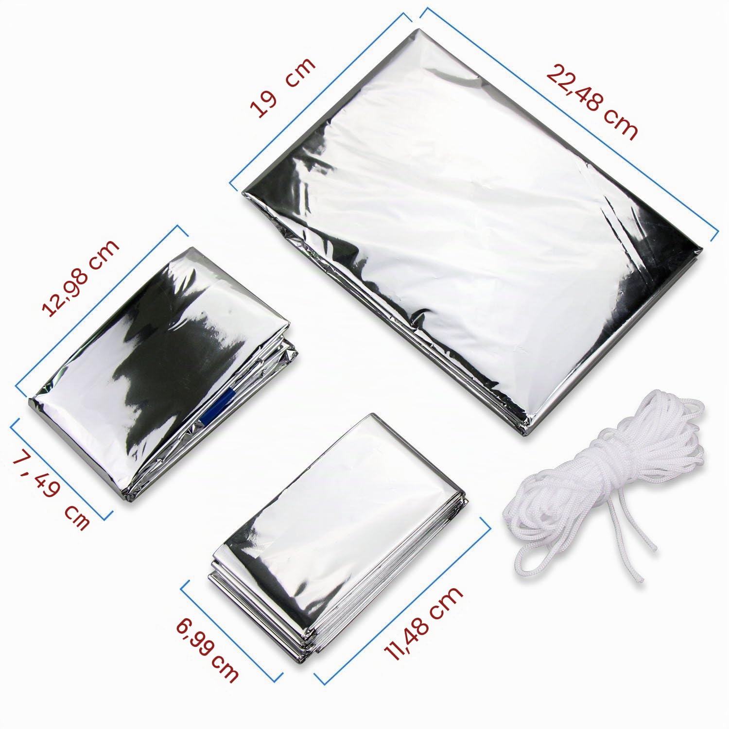Wady 3-in-1 Notfall-Decke, -Zelt und -Schlafsack, Hitze-reflektierend, wasserdicht, Mylar, Thermo-Schutz, Überlebensausrüstung zum Camping/Wandern