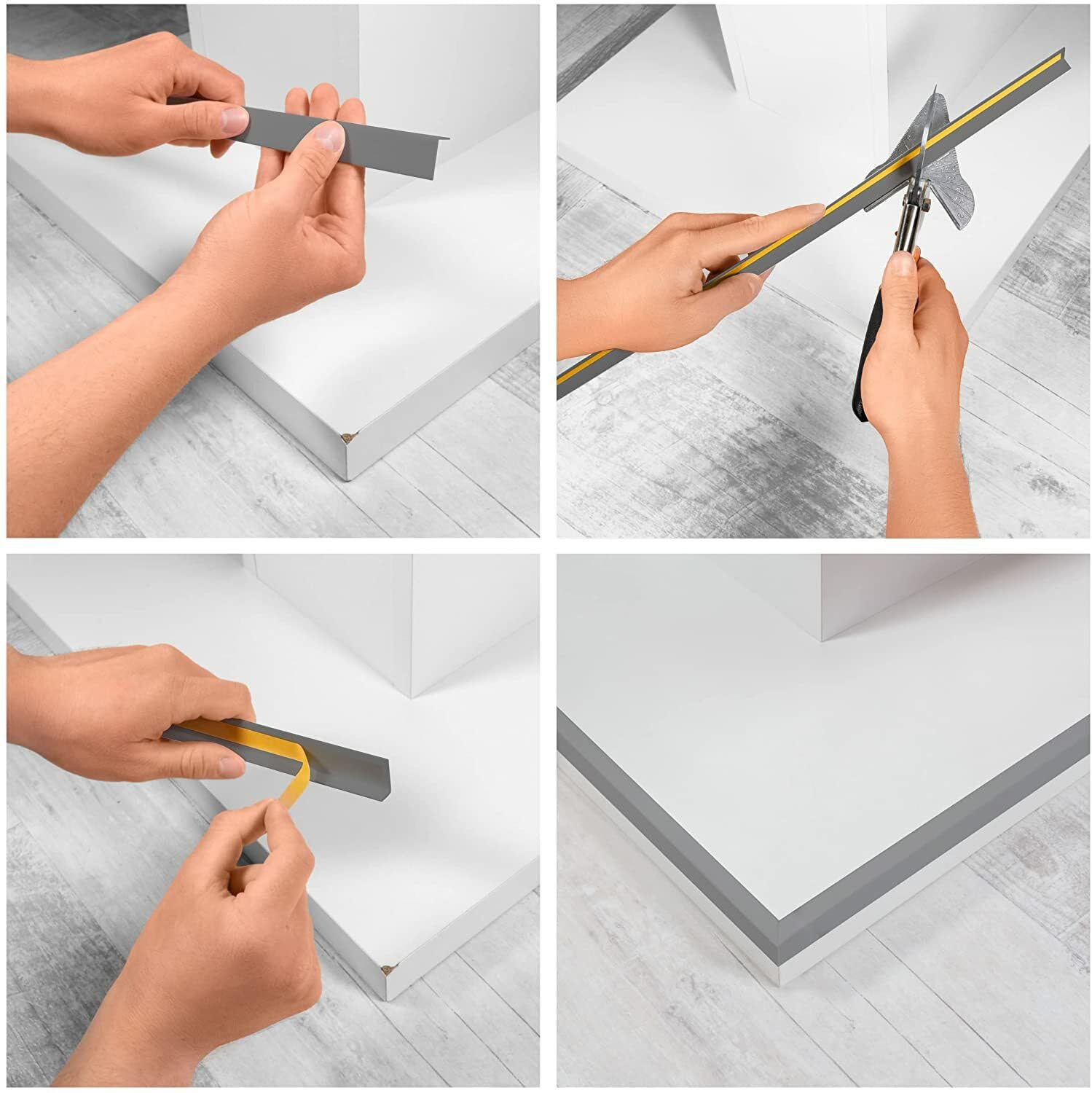 Quest Cornière PVC 40x40mm – Profilé d’Angle de Protection autoadhésif, Souple, Baguette pour rebords et Coins – Noir, 200cm