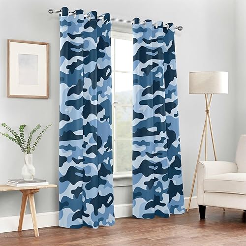 Miniatura 6 de Camouflage Blue Dark Blackout Curtains 84 inches Length Farmhouse Curtains for Window Treatments Bathroom Window Curtain Curtains & Drapes Decor