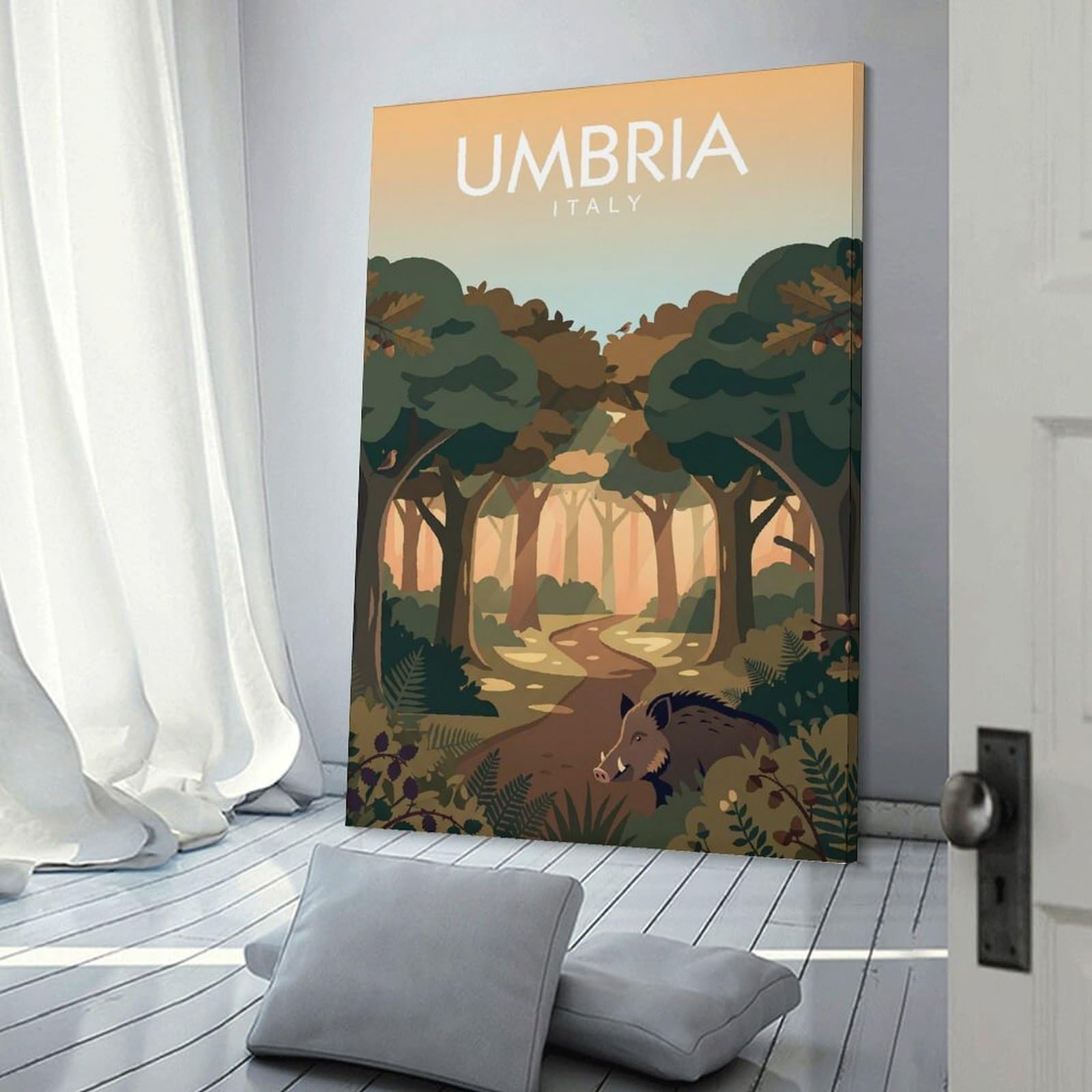 Junmoney Umbria Italy Forest Hanging Wall Art 20x30inch(50x75cm), for Gallery Wall Decor And Room Displays, A Versatile Canvas Print for Layering