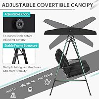 AECOJOY 2-Seat Patio Swing Chair with Adjustable Canopy & Removable 2.7" Cushions - 600lbs Outdoor Porch Swing for Adults, Backyard Garden Black