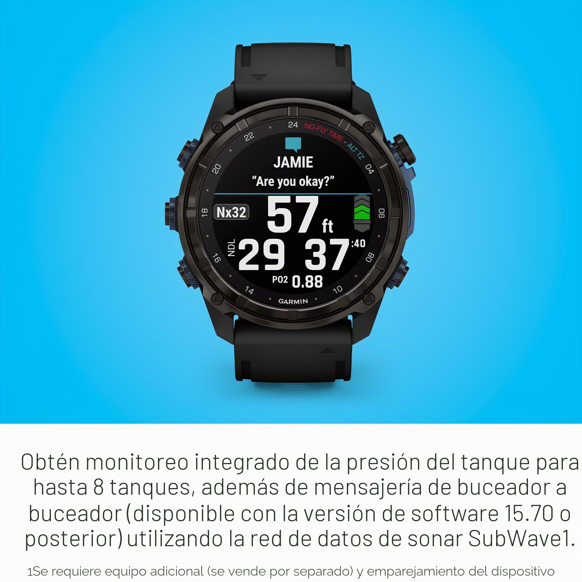 Garmin Descent™ Mk3i, Ordenador de Buceo y Reloj Inteligente GPS Multideporte, integración de Aire, Negro