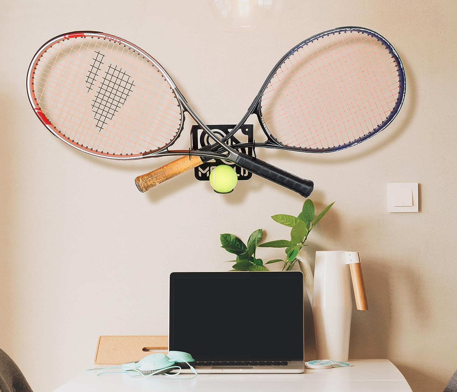 Support Mural Rangement pour Raquette de Tennis (100% Acier)