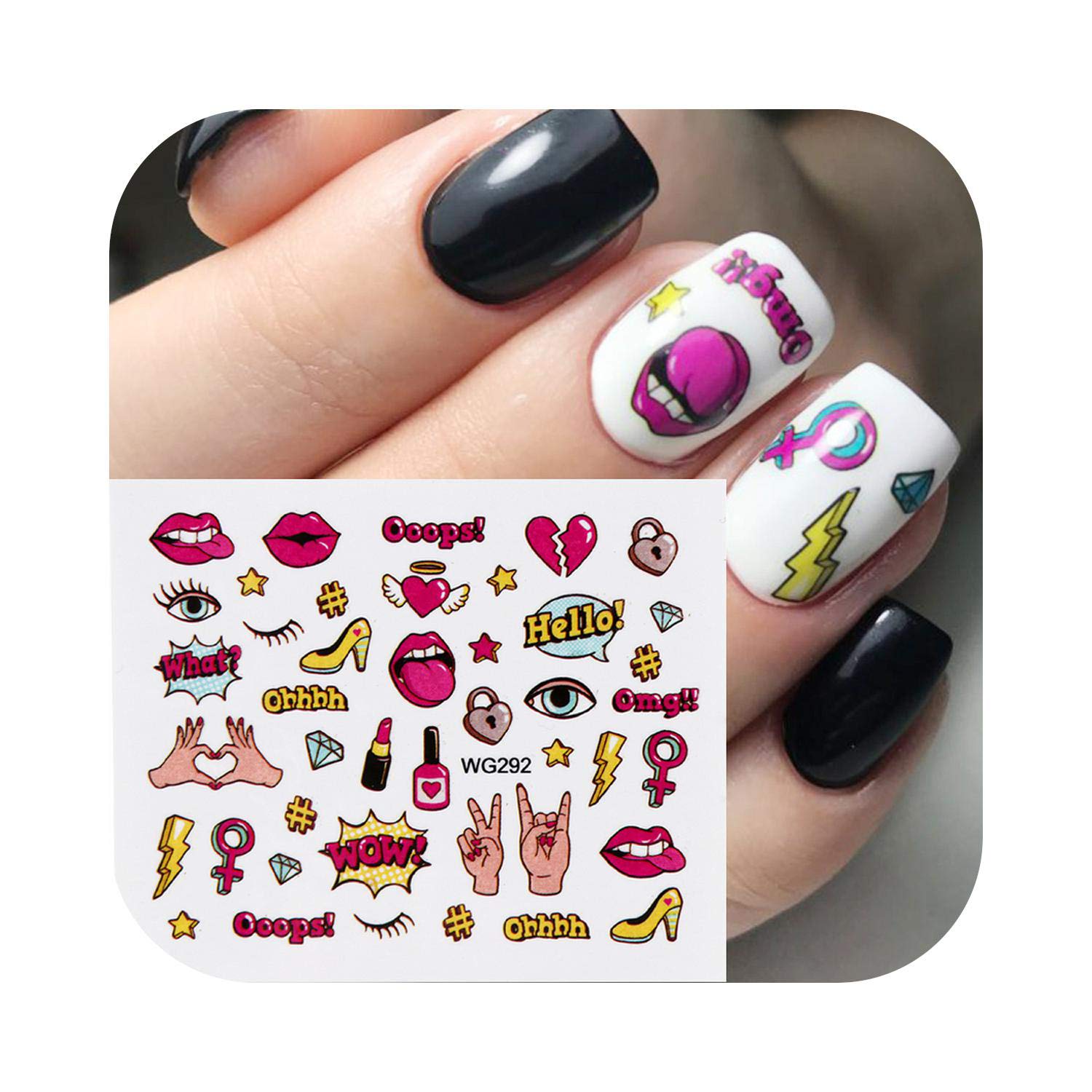 Amazon Co Jp 文字ネイルアート1ピースカラフルな水転送ネイルステッカースライダー素敵な猫ケーキ虹画像ネイルアート装飾デカールchwg Wg292 Beauty