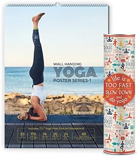 Yoga Poster Series - Top 362 Best Yoga Poses Poster - Relieve Stress, Increase Flexibility, Gain Strength | Yoga Postures & Exercises | 14 Pages Spiral Poster Series, English and Sanskrit Names, Size: 15"x20"