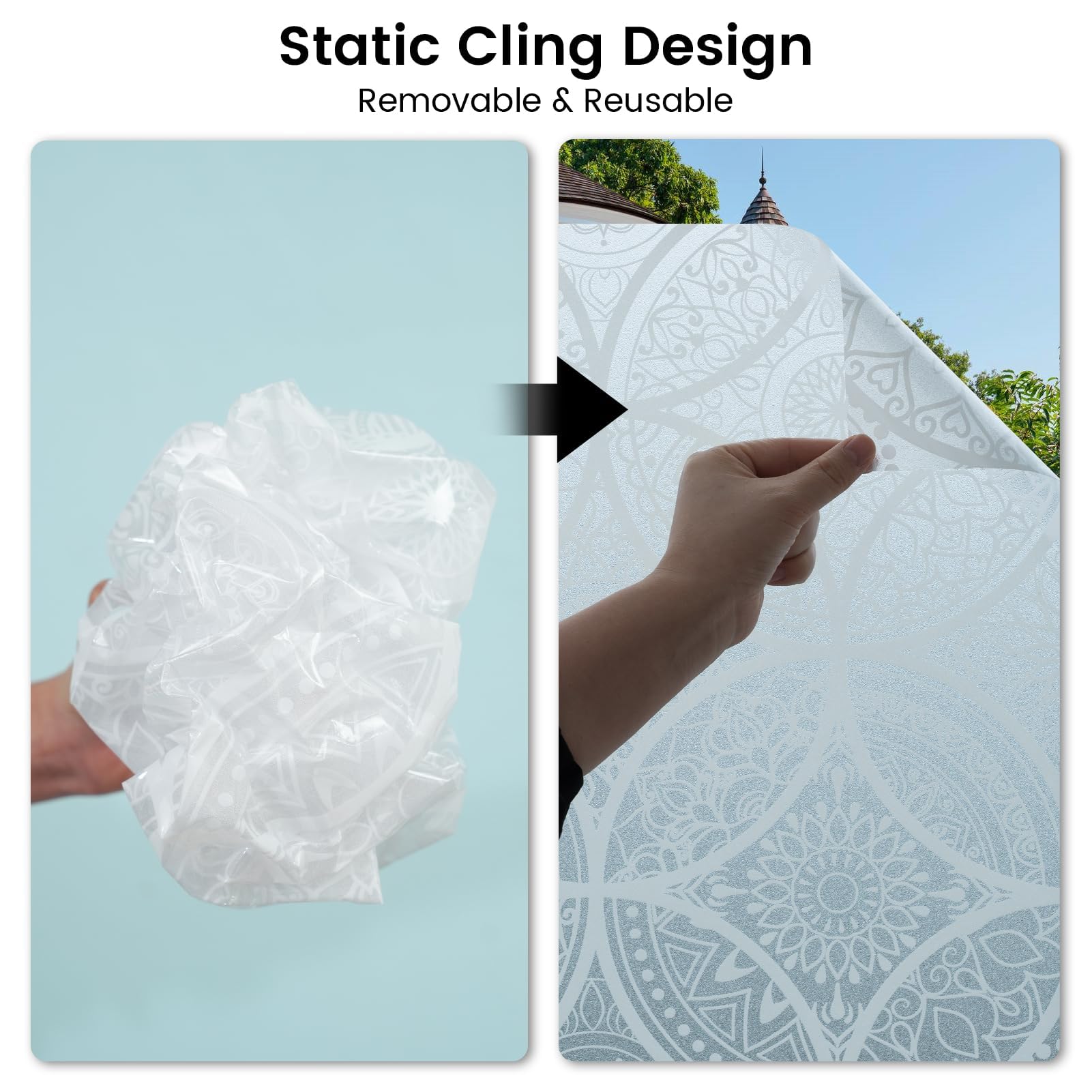 dktie Película de vinilo no adhesiva para ventana, película de privacidad para baño, ducha, puerta, control de calor, anti UV, 90 x 200 cm, color blanco
