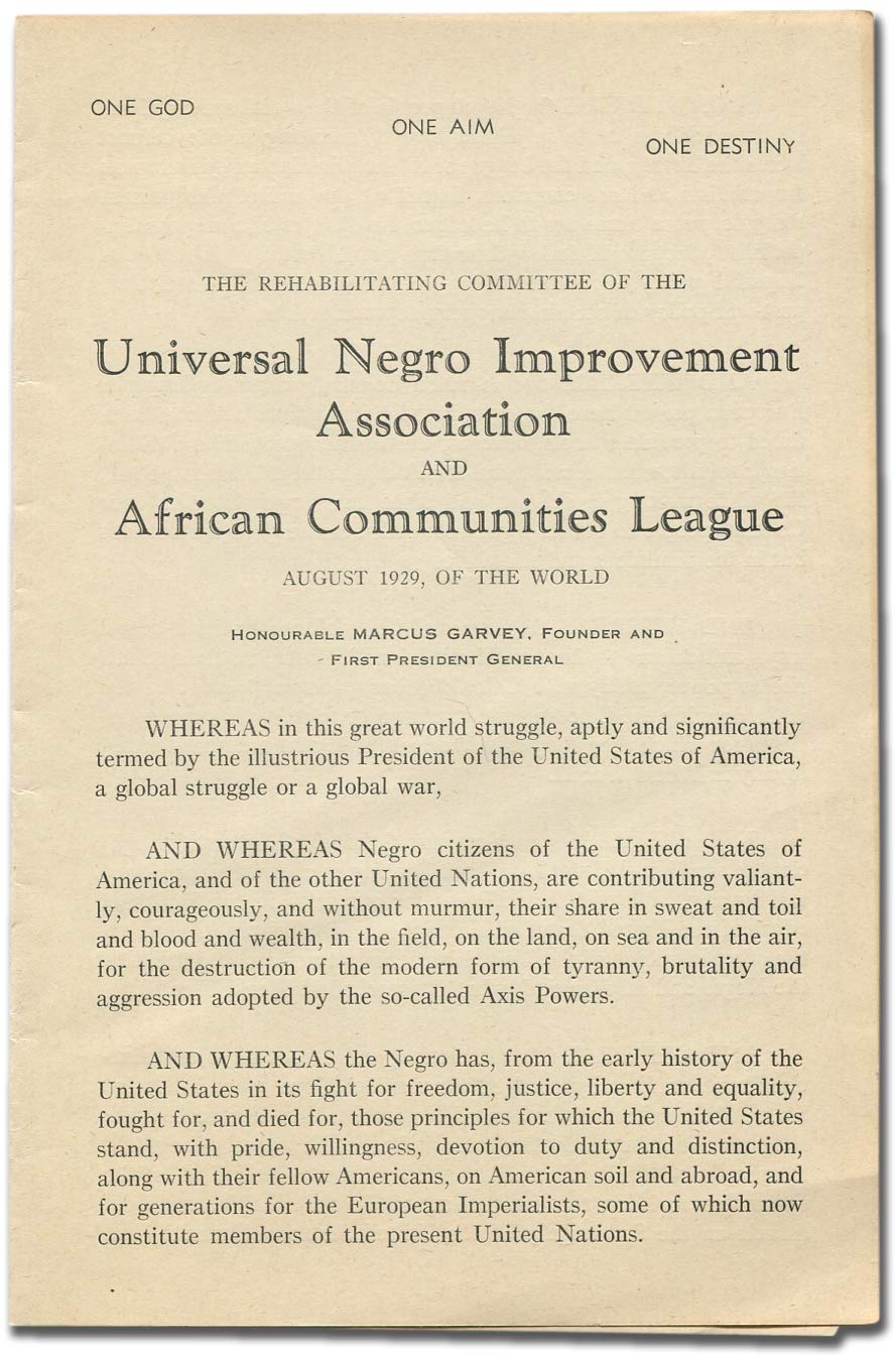 The Rehabilitating Committee of the Universal Negro Improvement
