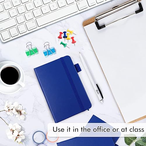 Miniatura 4 de Feela - Paquete de 6 cuadernos pequeños con 6 bolígrafos negros, mini cuadernos de bolsillo a granel de tapa dura para la universidad, con soporte