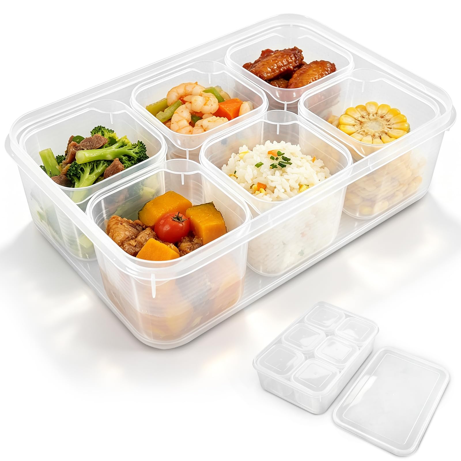 YUEKUNTJ 7-Piece Glass Food Storage Containers with Airtight Airtight Lids – Leakproof Meal Prep Dishes for Lunch Pantry & Kitchen Organisation Oven to Freezer Safe