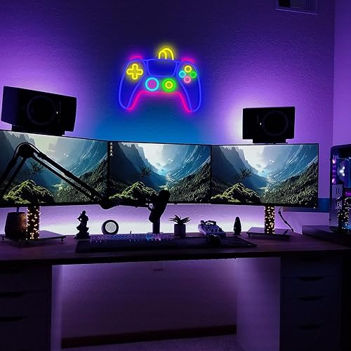 Miniatura 5 de Letrero de neón para gamer, regulable, control de videojuegos, letrero LED de neón para decoración de sala de juegos, alimentado por USB, con forma