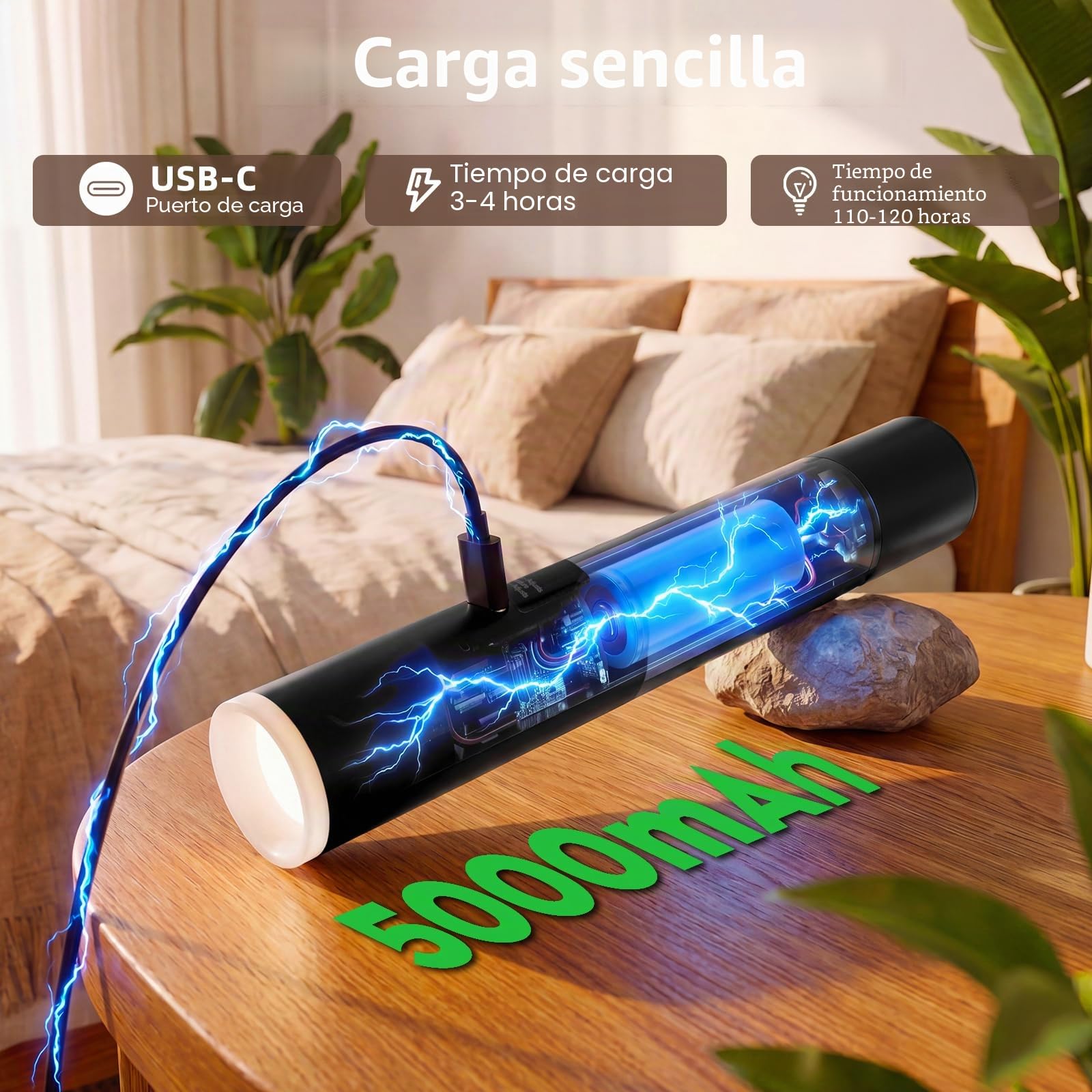 Lámpara Colgante con Bateria, Lámparas Colgantes LED Modernas Diseño, Luz inalámbrica, Recargable USB 5000mAh y Mando a Distancia, Para Cocina, Comedor, Dormitorio, Salón (Negro-2)