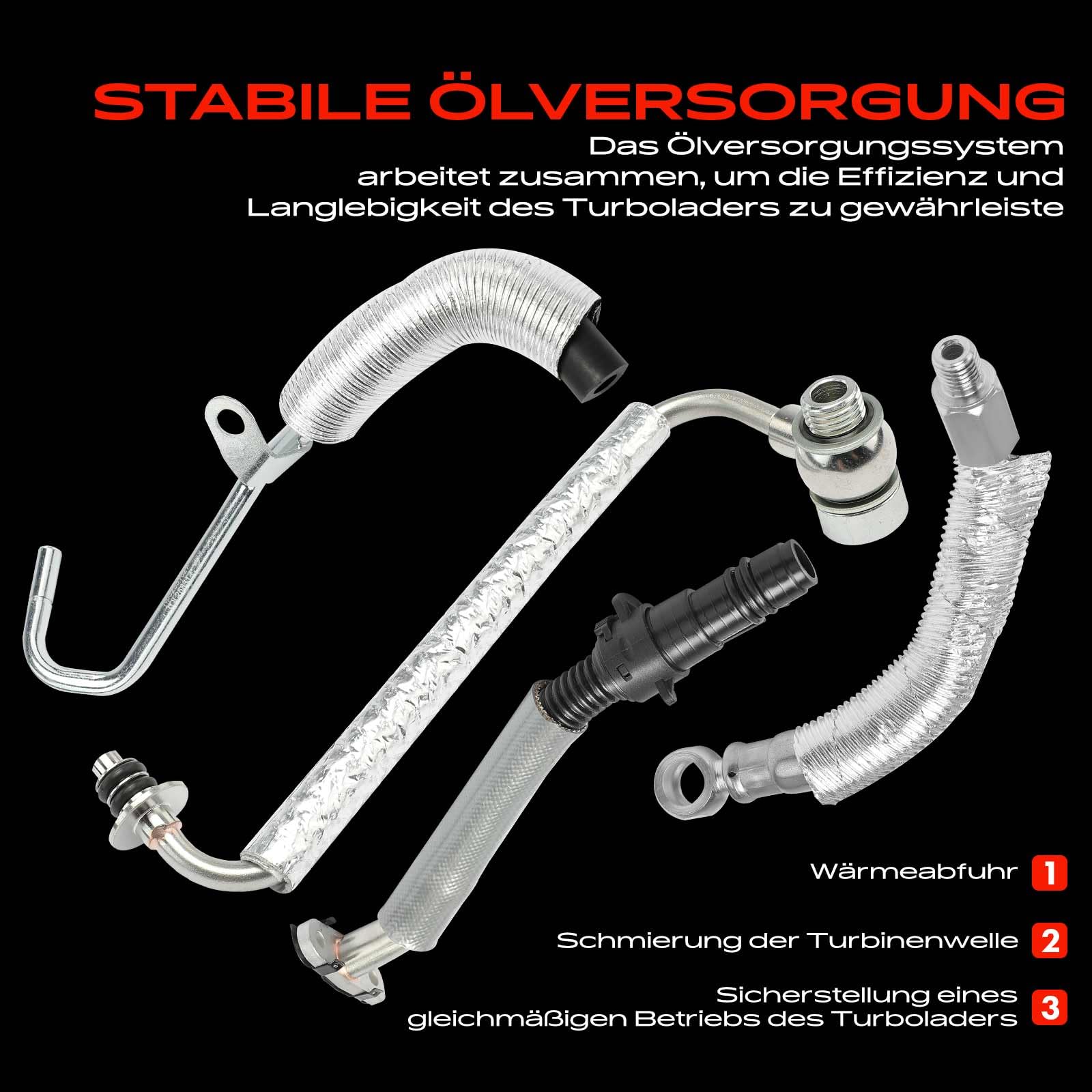 Frankberg 4x Ölleitung Turbolader Kompatibel mit Aveo Schrägheck T300 Adam M13 Astra J P10 Cascada W13 Corsa E X15 Meriva B MPV S10 Mokka/Mokka X J13 Replace# 55592600