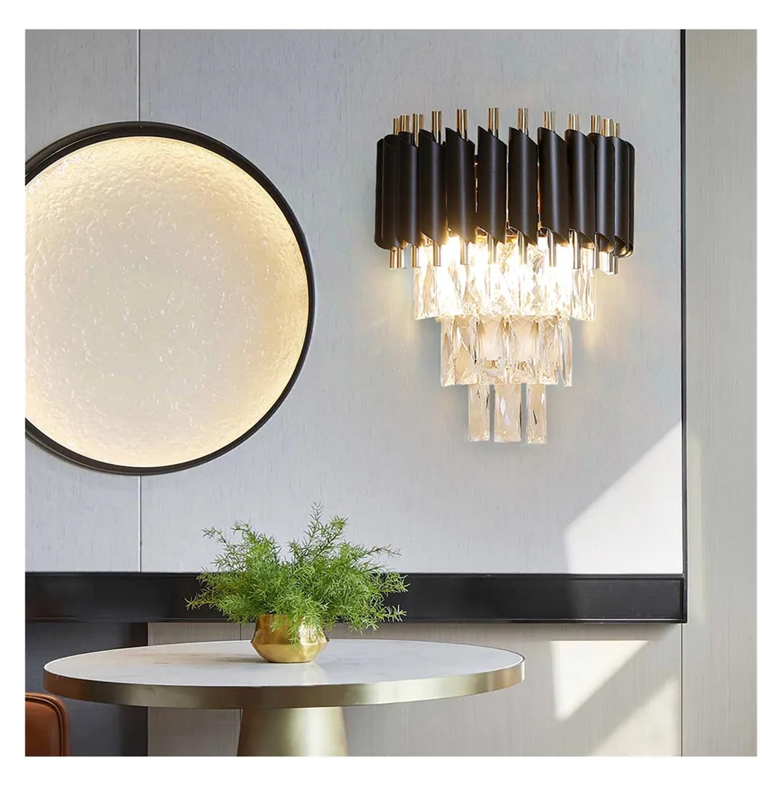 VDOQTLJT Black LED Wall Lamp Crystal Sconces Lighting Bedroom Bedside Corridor Stairs Decor Modern Chandelier