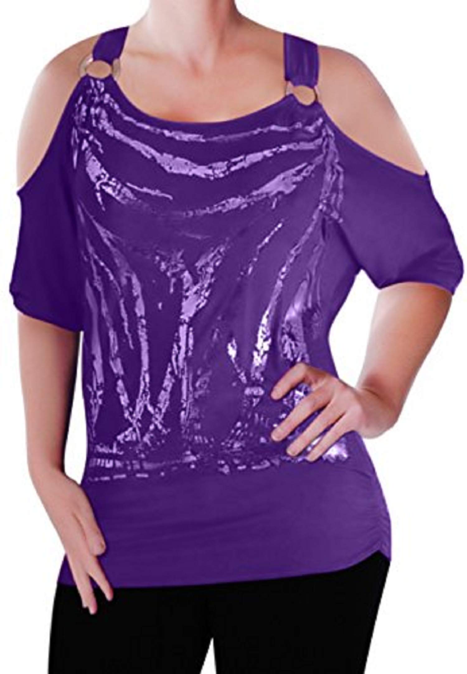 Eye Catch Women's Purple Eyecatch Mona Off The Shoulder Cut Out Graphic Top S/M