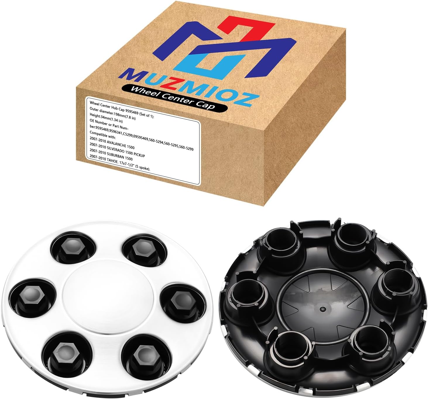 Wheel Center Hub Cap Set of 1-9595469, 17" Wheels Center Cover Hubcap Compatible with Chevy Silverado, Express, Tahoe, Avalanche, Suburban - Replace for #560-5299, 9596341