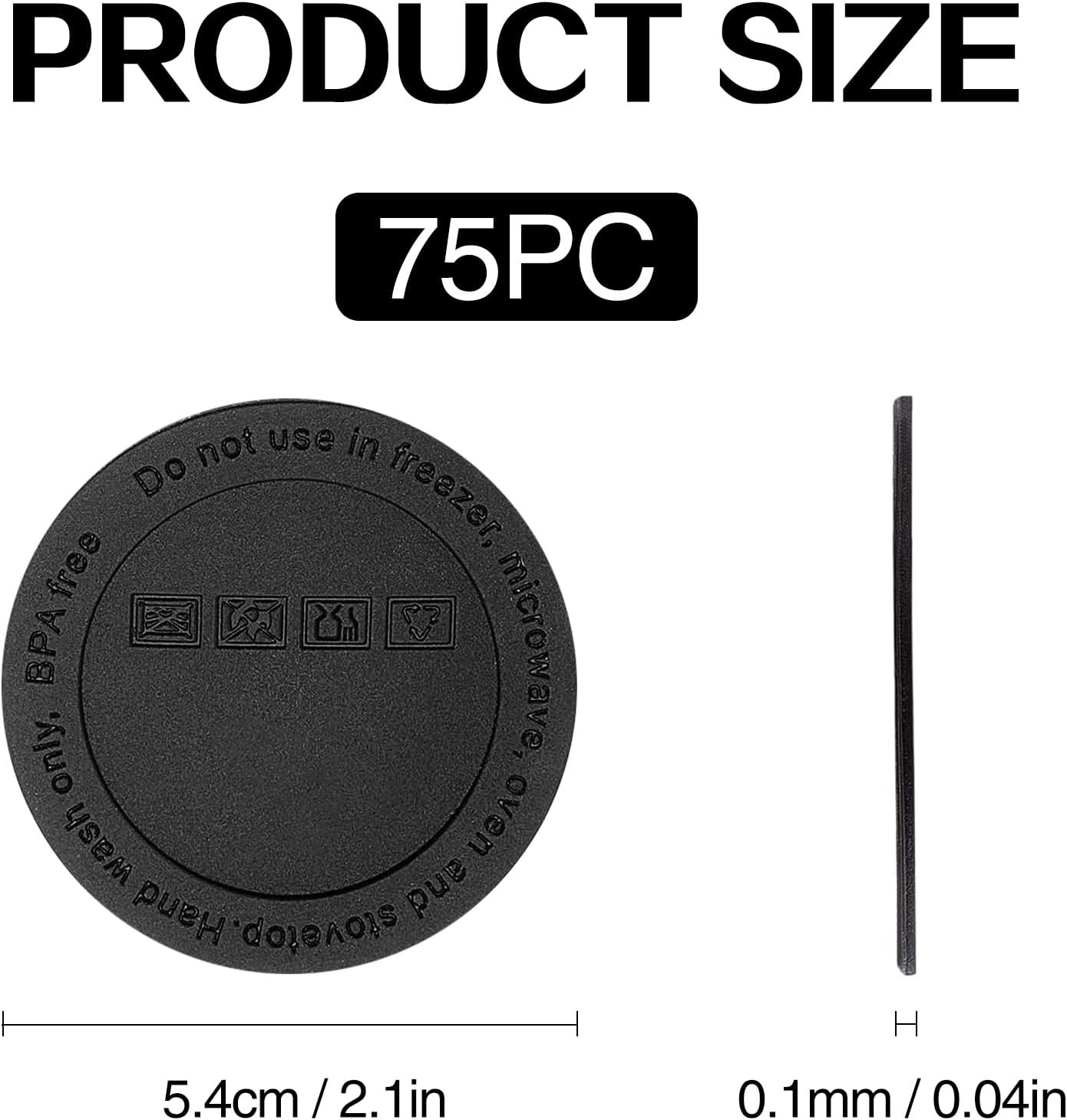 75PCS Rubber Bottoms for Sublimation Tumblers, 56mm Protective Anti-Slip Silicone Bottom with Adhesive, Non-Slip Silicone Coaster Rubber Bottom for Wine Tumblers Skinny Straight Tumblers Mason Jars