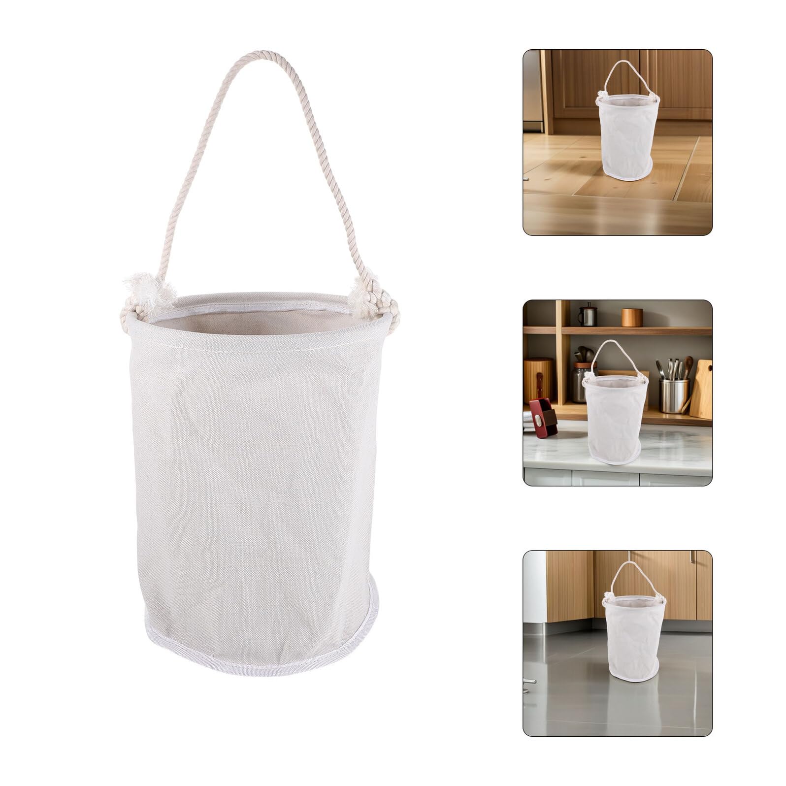 Bolsa de Herramientas de Lona Resistente, Cilíndrica, Color Claro