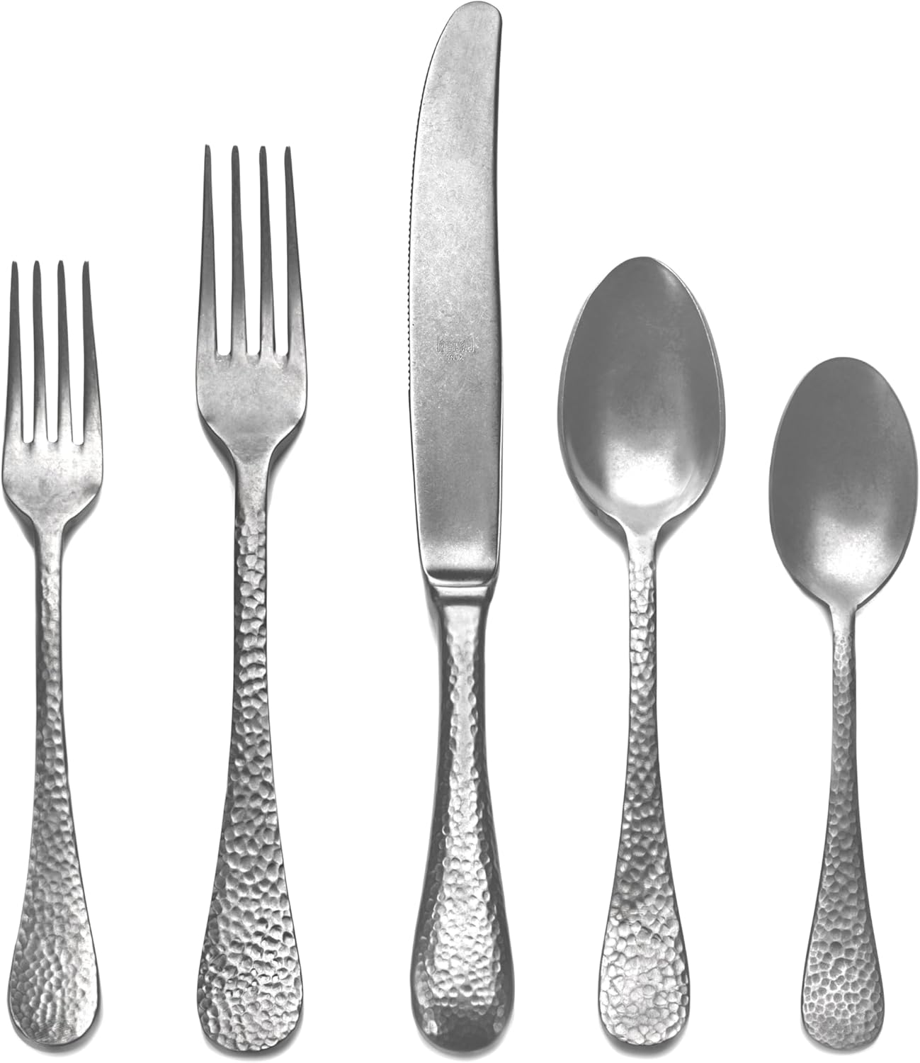 MEPRA 106922005 Epoque Pewter 5-Piece Durable 18/10 Stainless Steel American Style Flatware Cutlery Set for Fine Dining, Dishwasher Safe, Service for 1