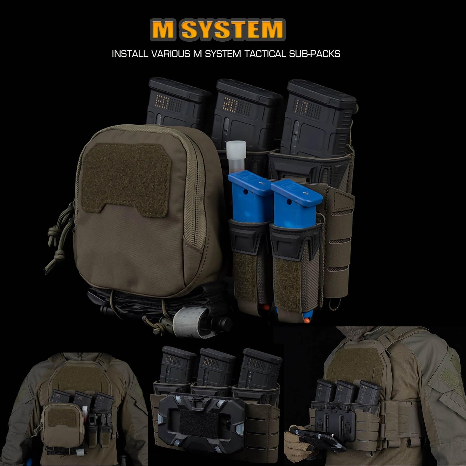 Taktyczna Kieszeń Administracyjna Z Trzema Kieszeniami Na Magazynki, Adapterem Molle Do Płyt Montażowych Do Akcesoriów Myśliwskich Airsoft Military(Gray)