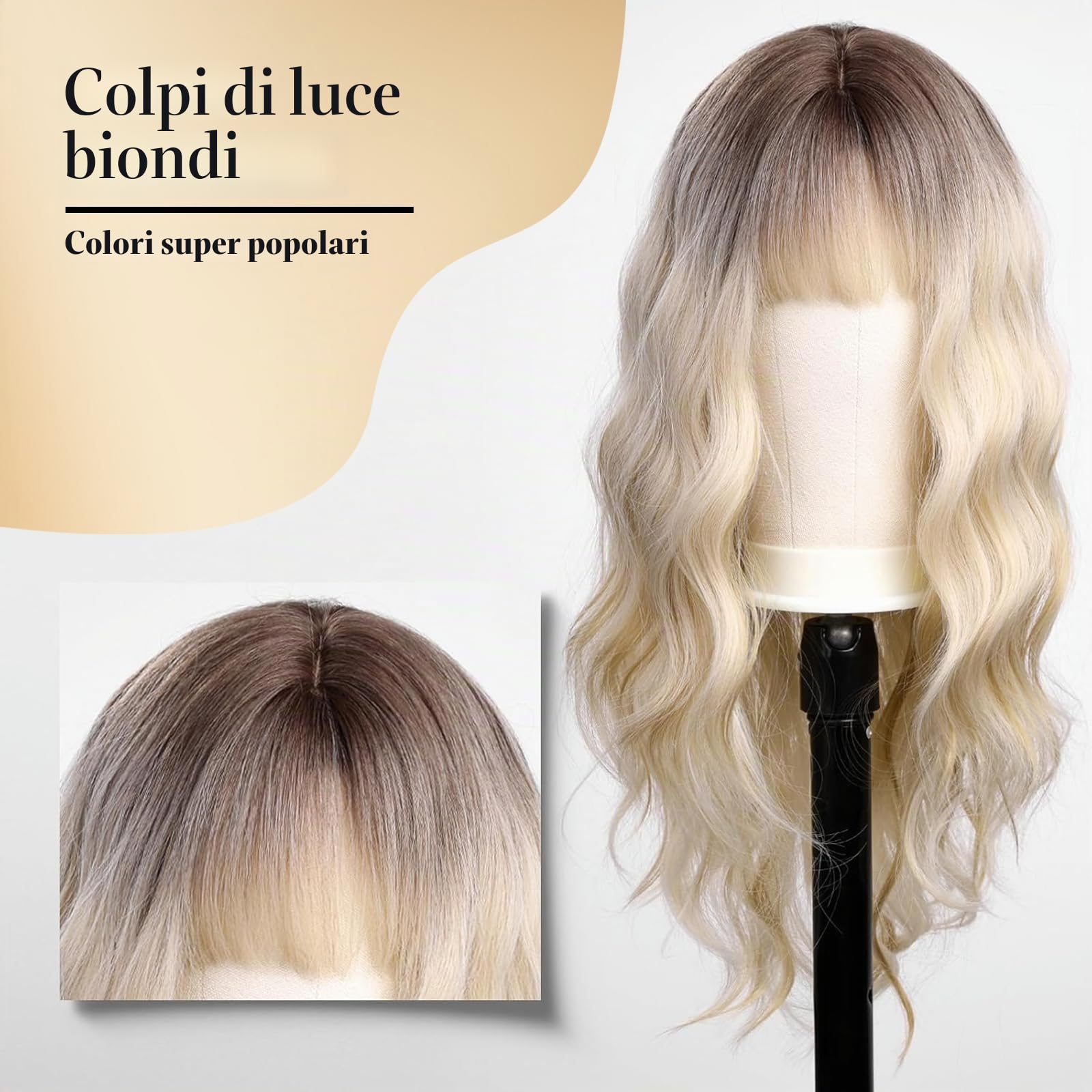 Parrucca Donna Capelli Veri, Blonde Wig, Parrucca Donna Bionda, Aspetto Naturale e Capelli Pieni, Cappuccio Regolabile e Traspirante, Per Cosplay Feste e Uso Quotidiano