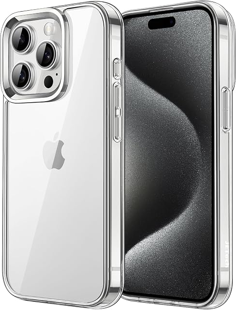 JETech Etui dla iPhone 15 Pro 6,1 Cala, Nie Żółknie Odporny na Wstrząsy Pokrowiec Ochronny, Odporne na Zarysowania Case, Przezroczyste z Tyłu (Przezroczyste)