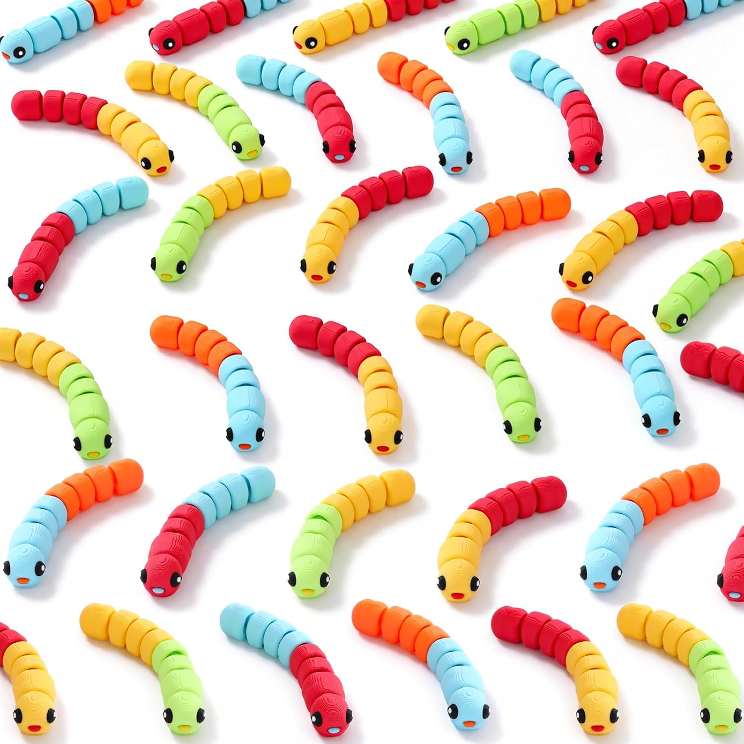 12 Pcs 3D Printed Worm Mini Animal Figurine Articulated Flexible Stress Relief Fidget Cute Animal Figurines Desk Decor Party Favors Carnival Prize(Gradient)