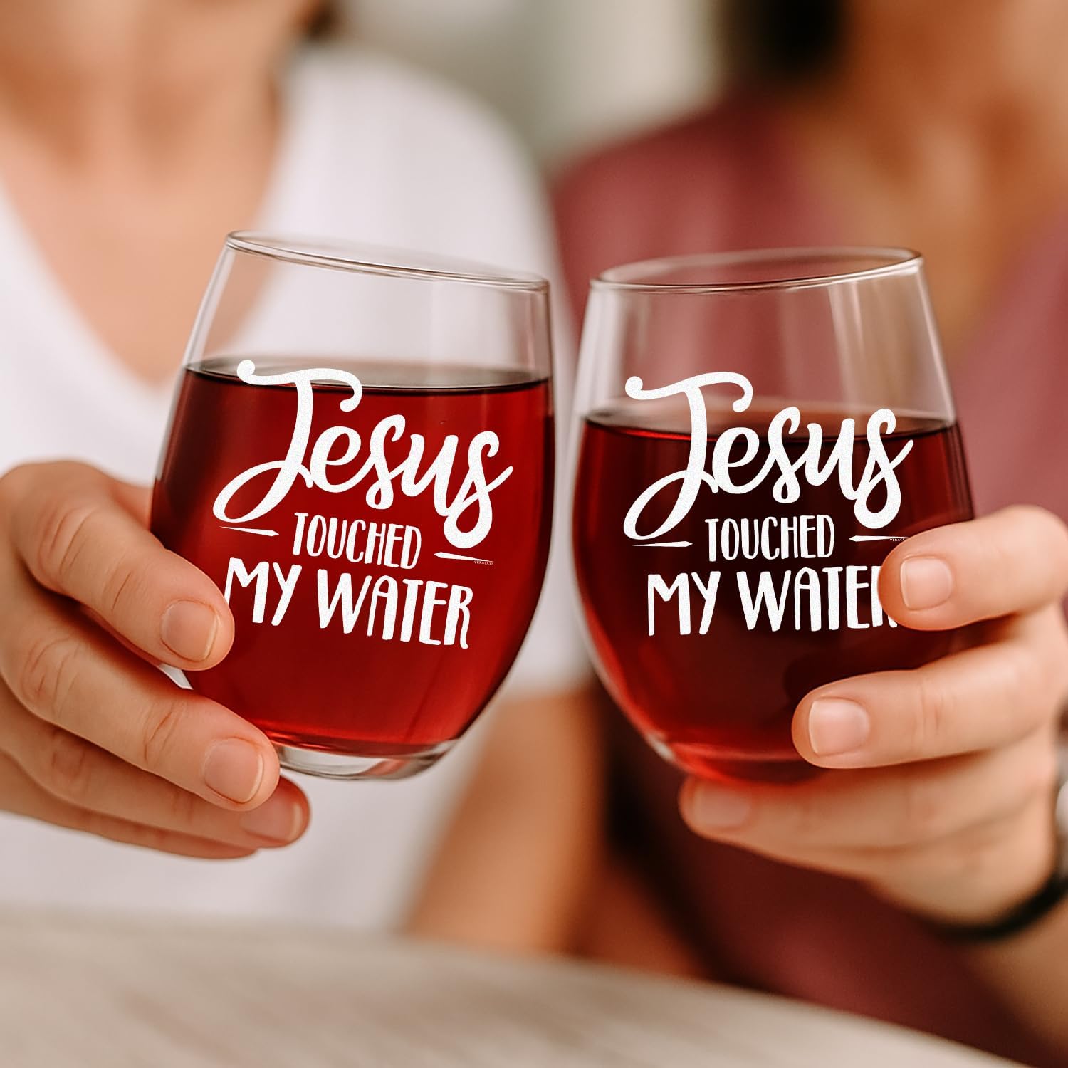 Veracco Jesus Touched My Water Wine Glasses - Funny Christian Gift for Women Gifts for 30th 40th 50th 60th Birthday Mom Drinking Bachelor Party Favors - Image 7