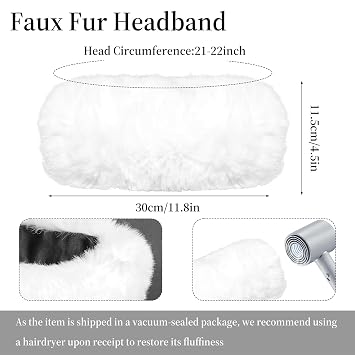 Gvhntk 3 Pieces Faux Fur Headband Set Earmuff Hat Headwrap Leg Warmers Fuzzy Wrist Cuff Boot Cuff Accessories