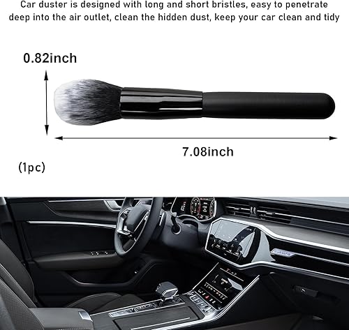 Vista 108 de Ziciner Cepillo de detalles para automóvil, cerdas suaves curvas, colectores de polvo de eliminación automática, tablero universal del vehículo