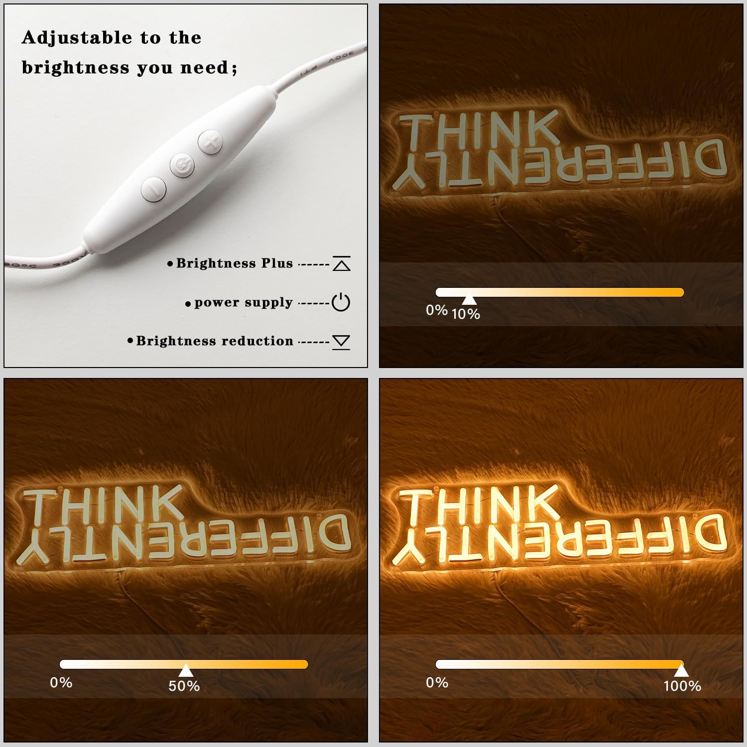 Think Differently Neon Sign for Wall Decor Letter Neon Light Classroom LED Neon Signs Classroom LED Neon Light for Classroom Office Study Room Library Bedroom Decoration