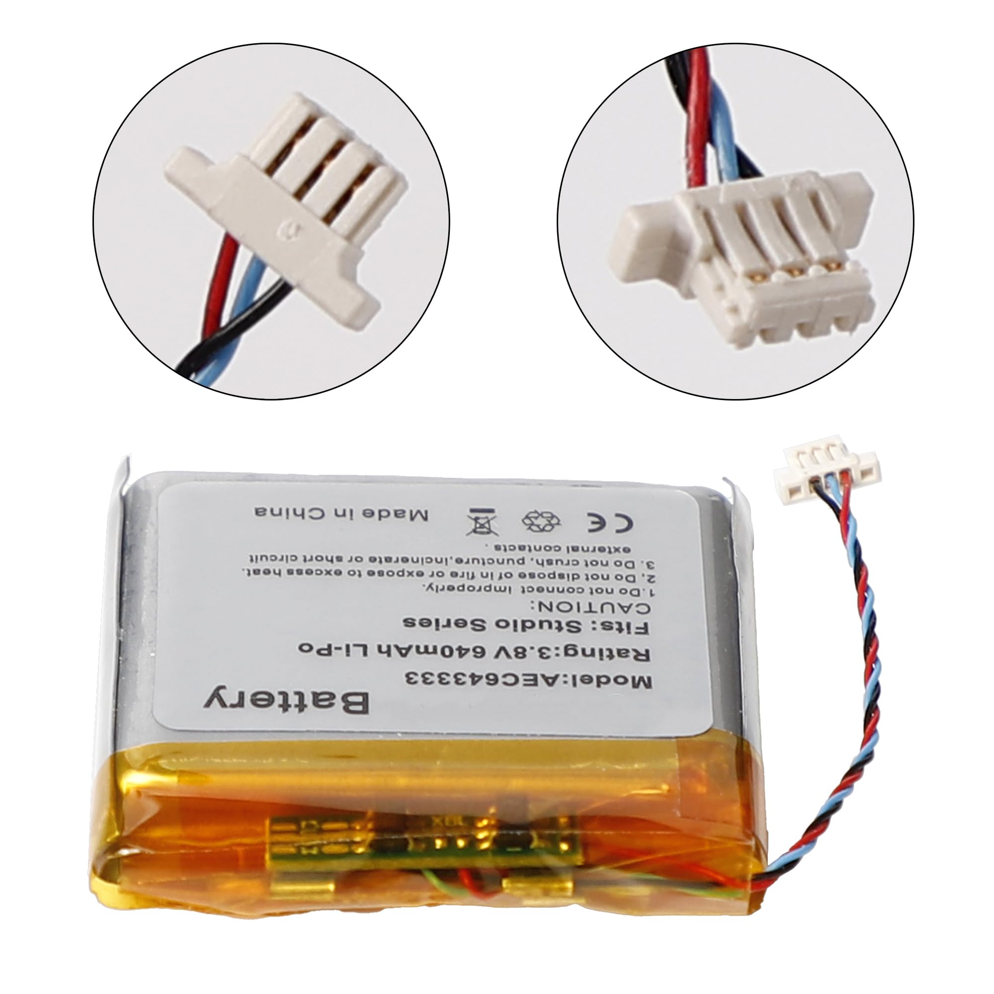 640 mAh 3,8 V AEC643333 akumulator zastępczy kompatybilny z Beats Studio 2.0 3.0, słuchawki bezprzewodowe, zestaw słuchawkowy litowo-polimerowy