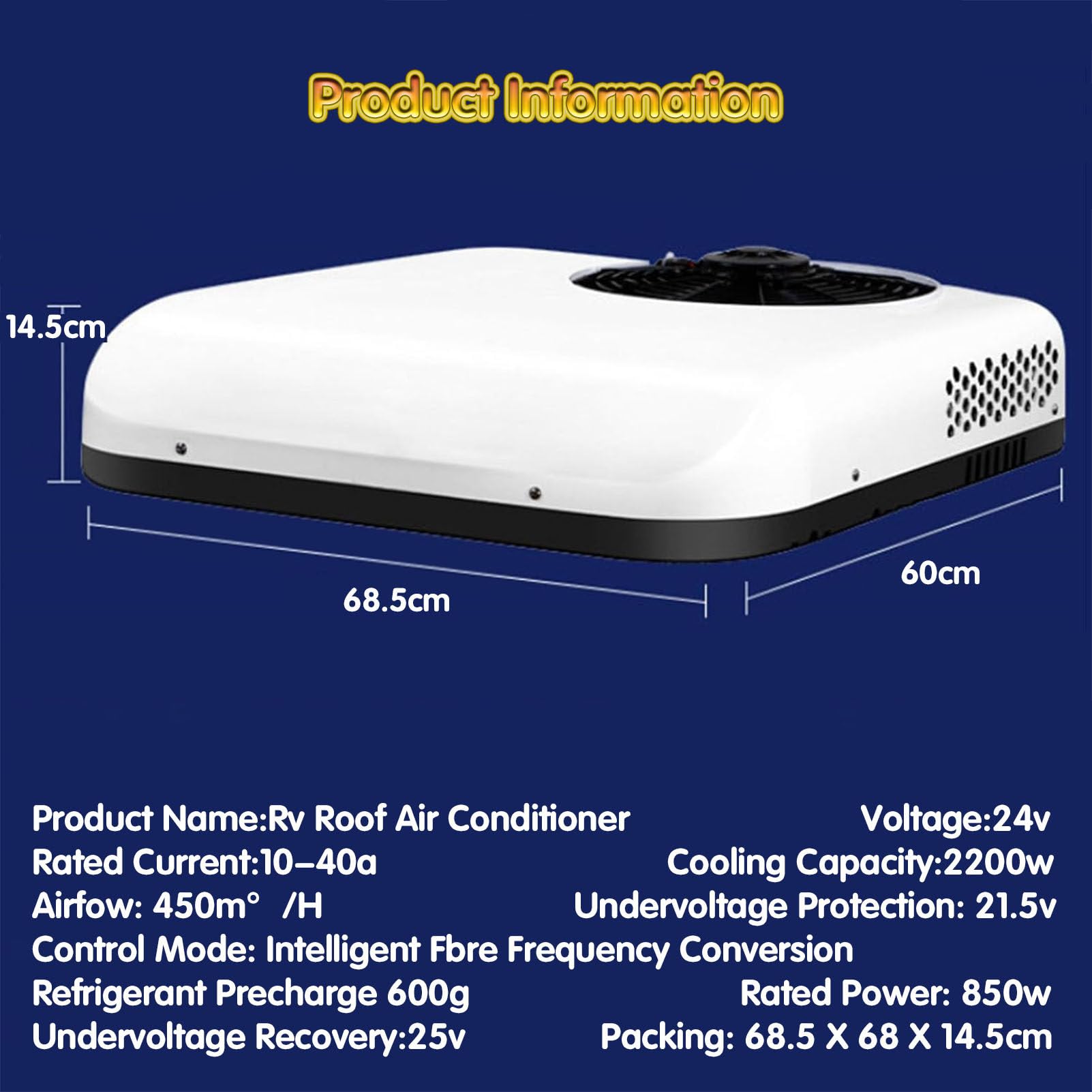 RayGenius 24V Rooftop RV Air Conditioner Climatiseur de Parking 2 en 1 avec Fonction de Refroidissement, pour Camion, VR, véhicule de Construction, excavatrice,White-24VDC