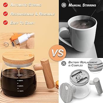 KyooteLfv Self Stirring Mug, Electric High Speed Mixing Cup, 400ml  Capacity, Borosilicate Glass, Rechargable, Stirring Cup for Coffee/Milk/Protein  Powder at Home/Office : Amazon.co.uk: Home & Kitchen