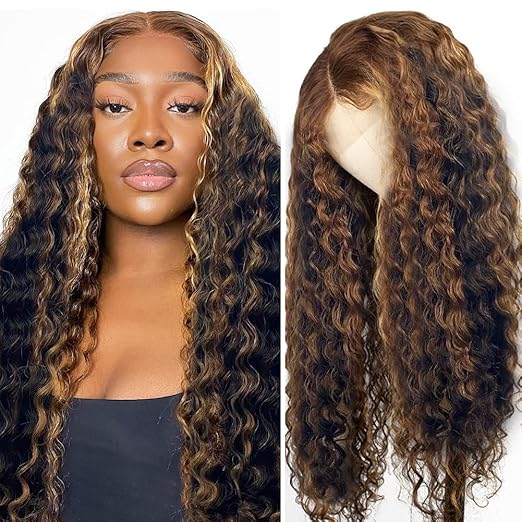 Ombre Lace Front Wig Human Hair 4/27 Highlight Curly Lace
