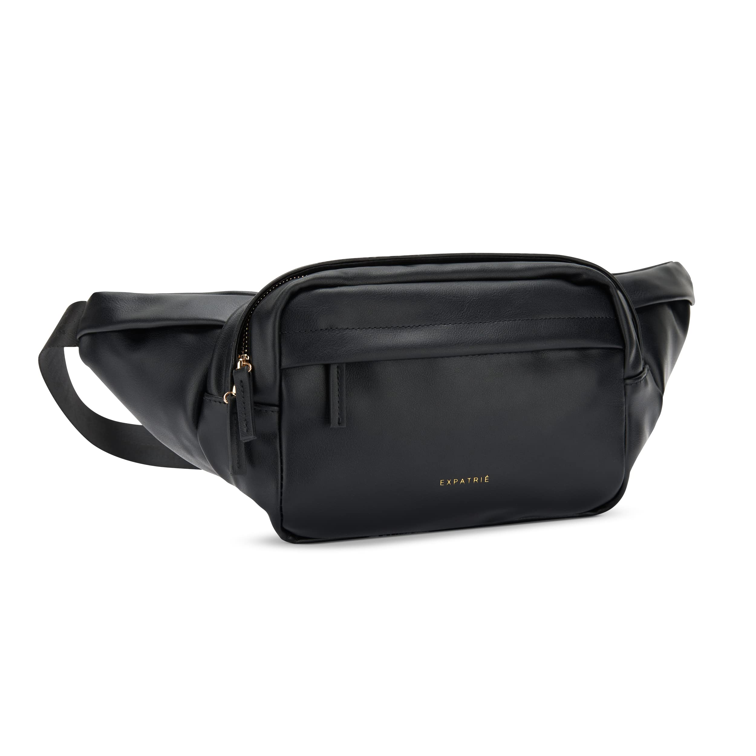 Expatrié Bauchtasche Damen Schwarz - Justine - Brusttasche für Reise, Festival & Sport - Stylische Bumbag aus PU Kunstleder - Wasserabweisend