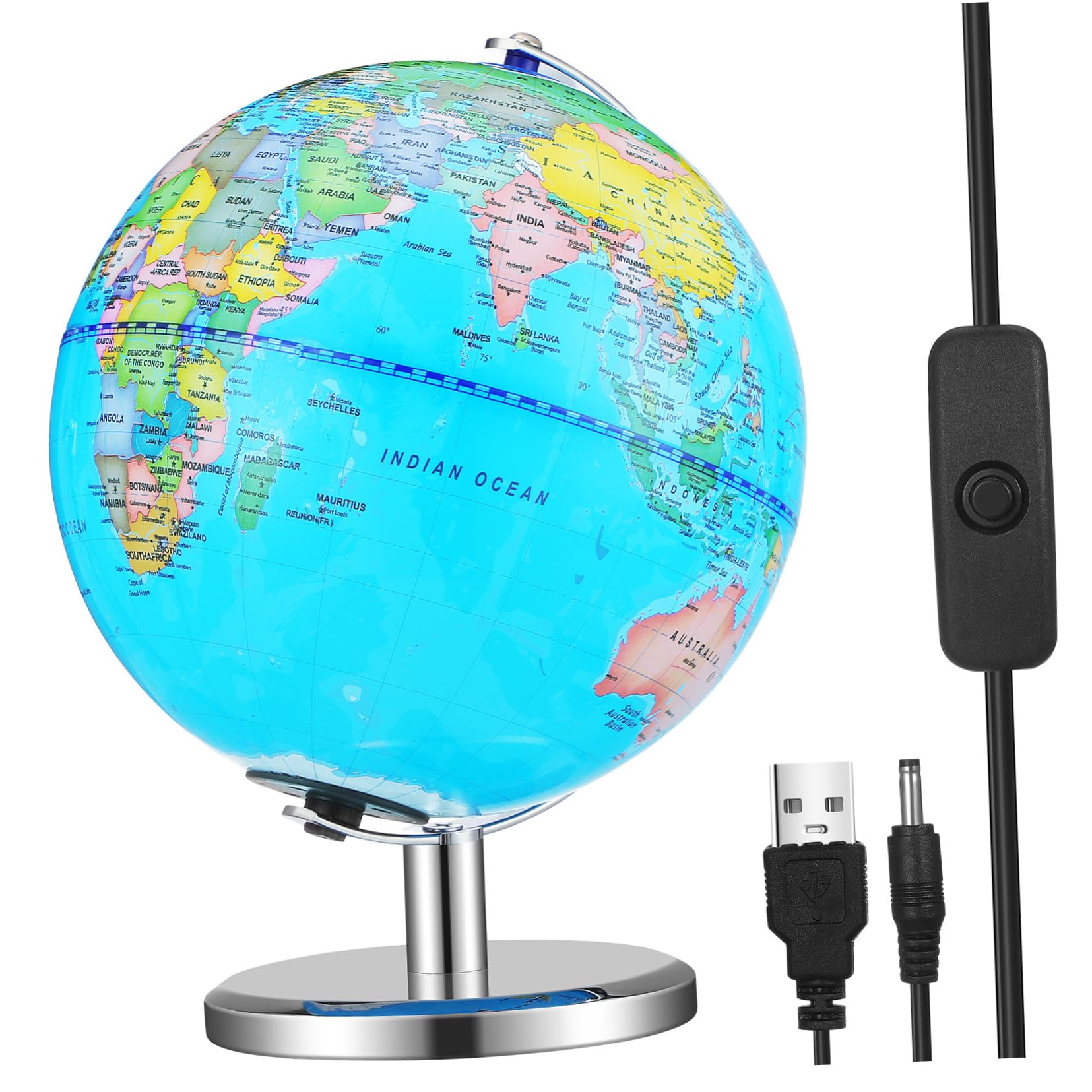 Globo Terráqueo Iluminado con Soporte de Mesa para Enseñanza